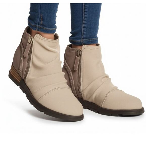 Sorel Major Low Size 6 Tan Canvas Suede Ankle Side Zip Ankle Boots Outdoors New - Picture 1 of 9